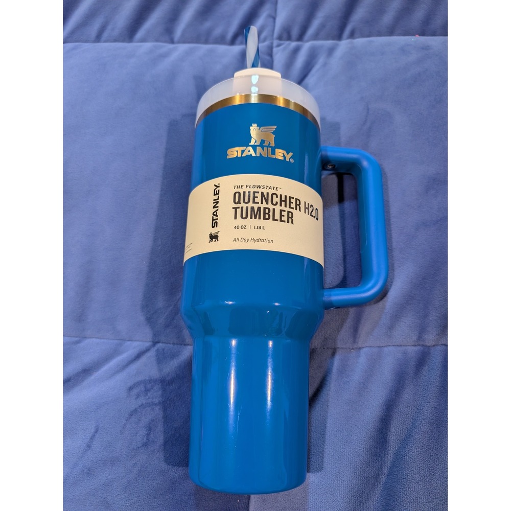 Stanley Quencher H2.0 Tumbler 40oz Blue Arctic Twist FlowState Insulated Mug NWT